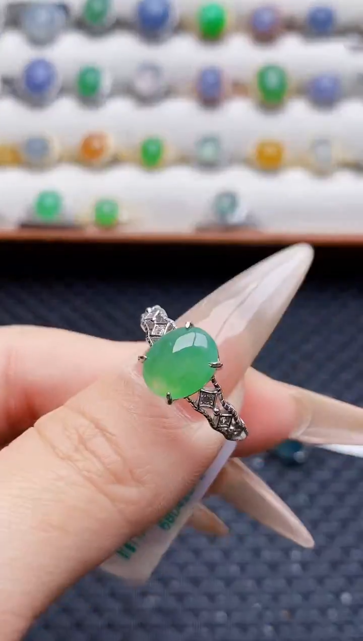 银S925镶嵌戒指翡翠5795