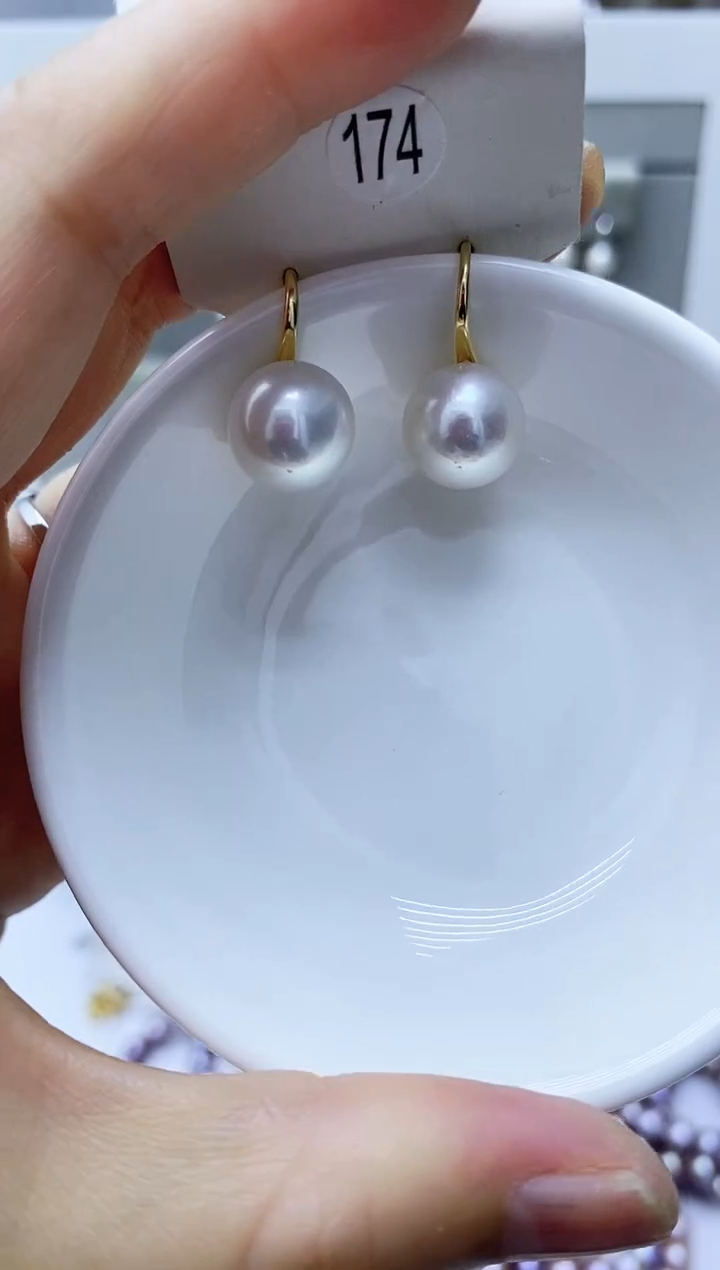 银S925镶嵌淡水珍珠耳饰174
