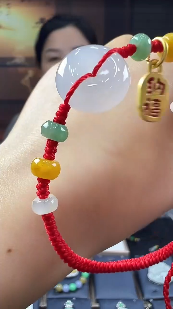 未镶嵌挂件翡翠平安扣手绳