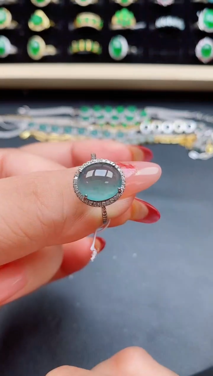 【闪购商品】翡翠戒指银S925镶嵌1321