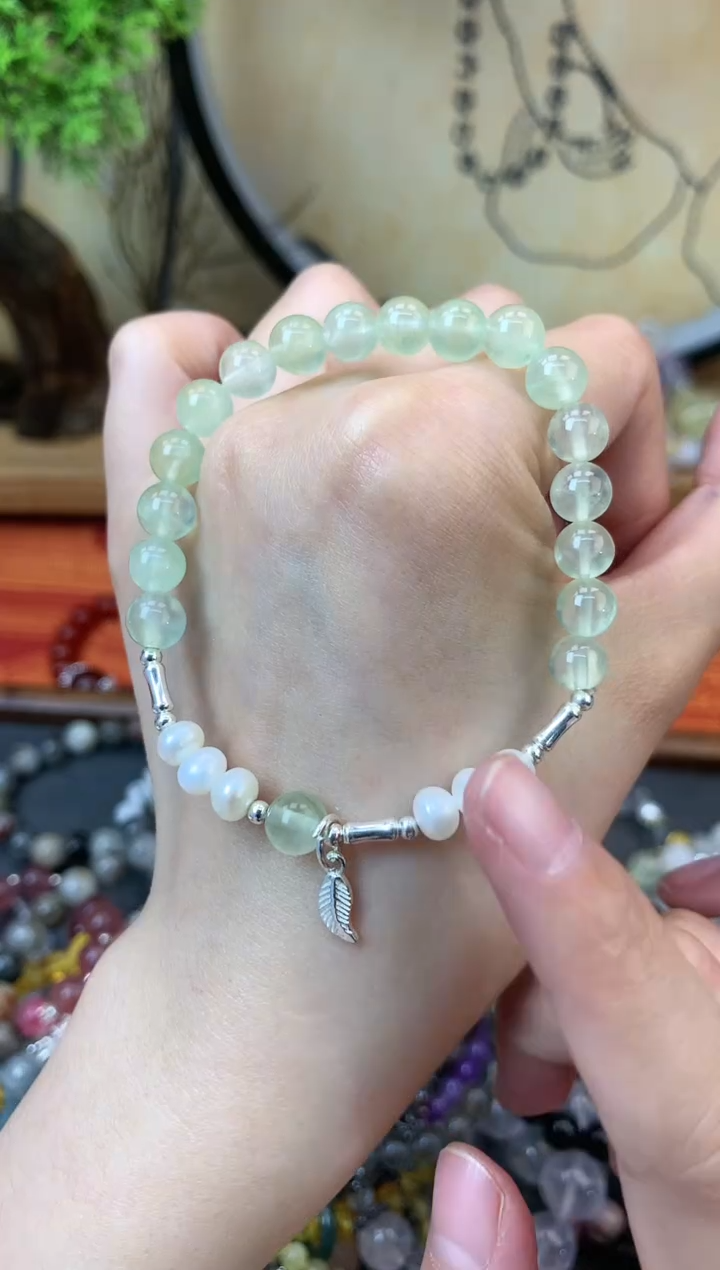 【闪购商品】葡萄石手绳银S925镶嵌1335