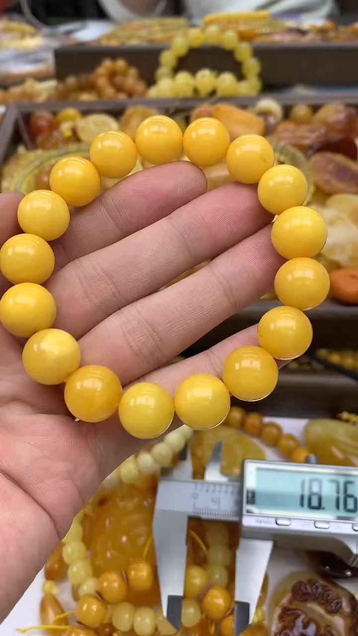 裸石琥珀未镶嵌手串卡12