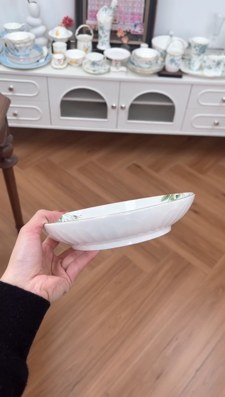 【闪购商品】碗玫瑰高骨骨瓷8寸汤盘