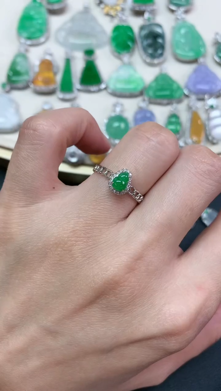 【闪购商品】翡翠戒指18K金镶嵌Q102|2800