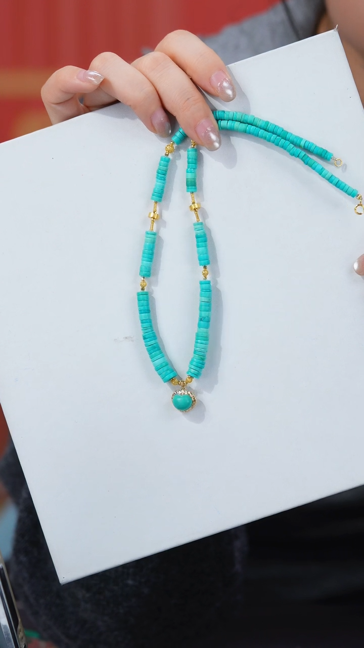 【闪购商品】绿松石项链18K金镶嵌1