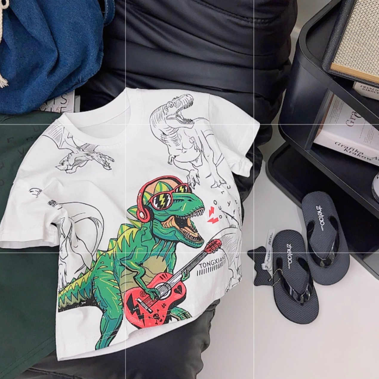 欧若风潮流新款男童短袖T恤夏季儿童卡通圆领百搭短袖2025上衣