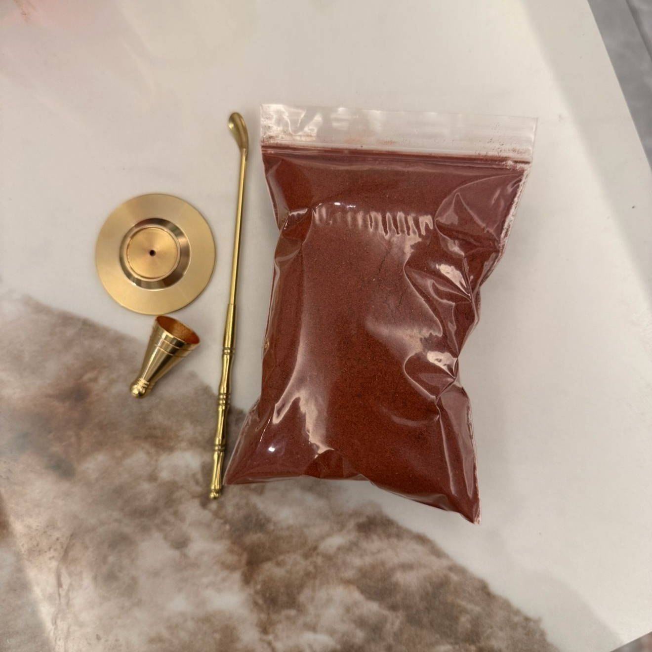 印度小叶紫檀粉品香套装纯黄铜工具檀香紫檀