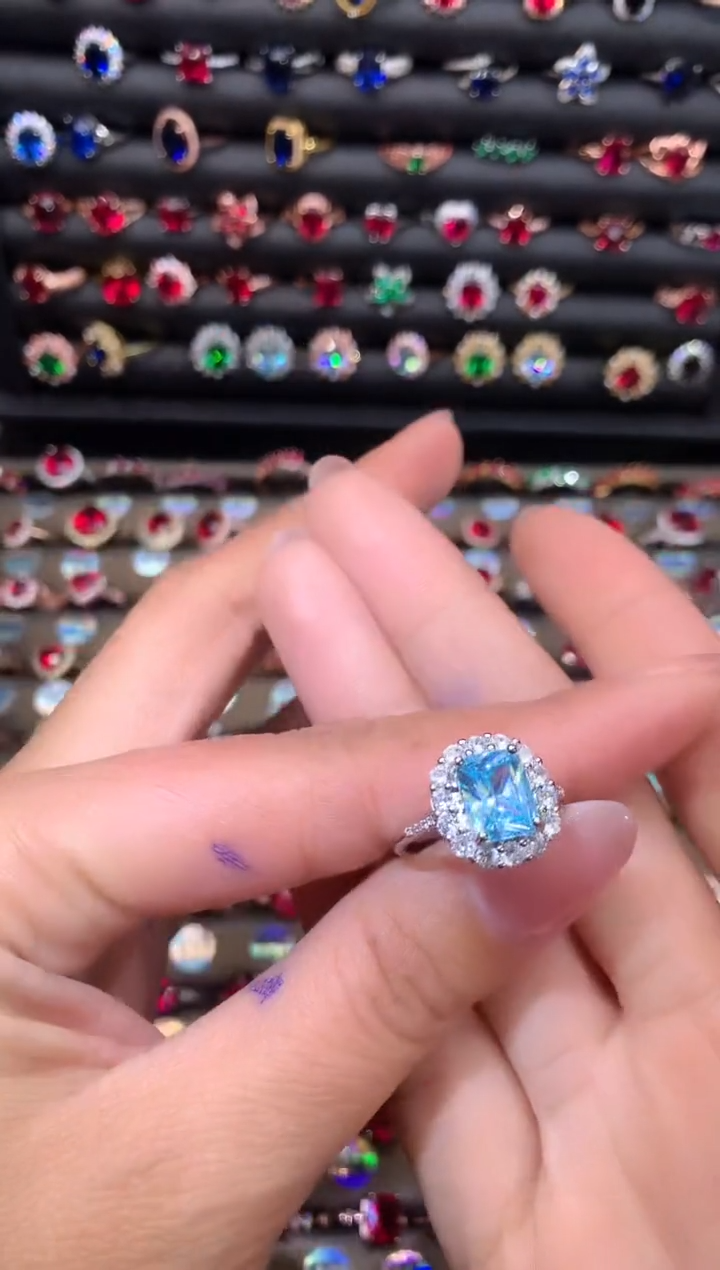 【闪购商品】海蓝宝石戒圈银S925镶嵌1