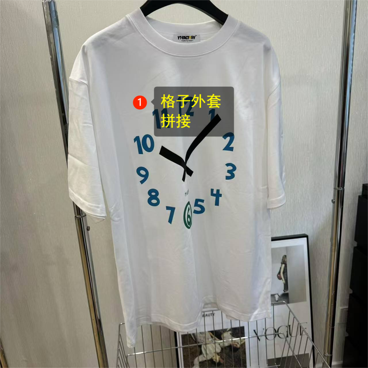 XIAOR-秋冬新款时钟圆领短袖T恤显瘦百搭休闲简约