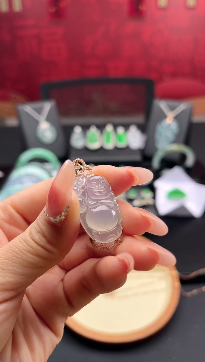 【闪购商品】翡翠颈饰18K金镶嵌吊坠