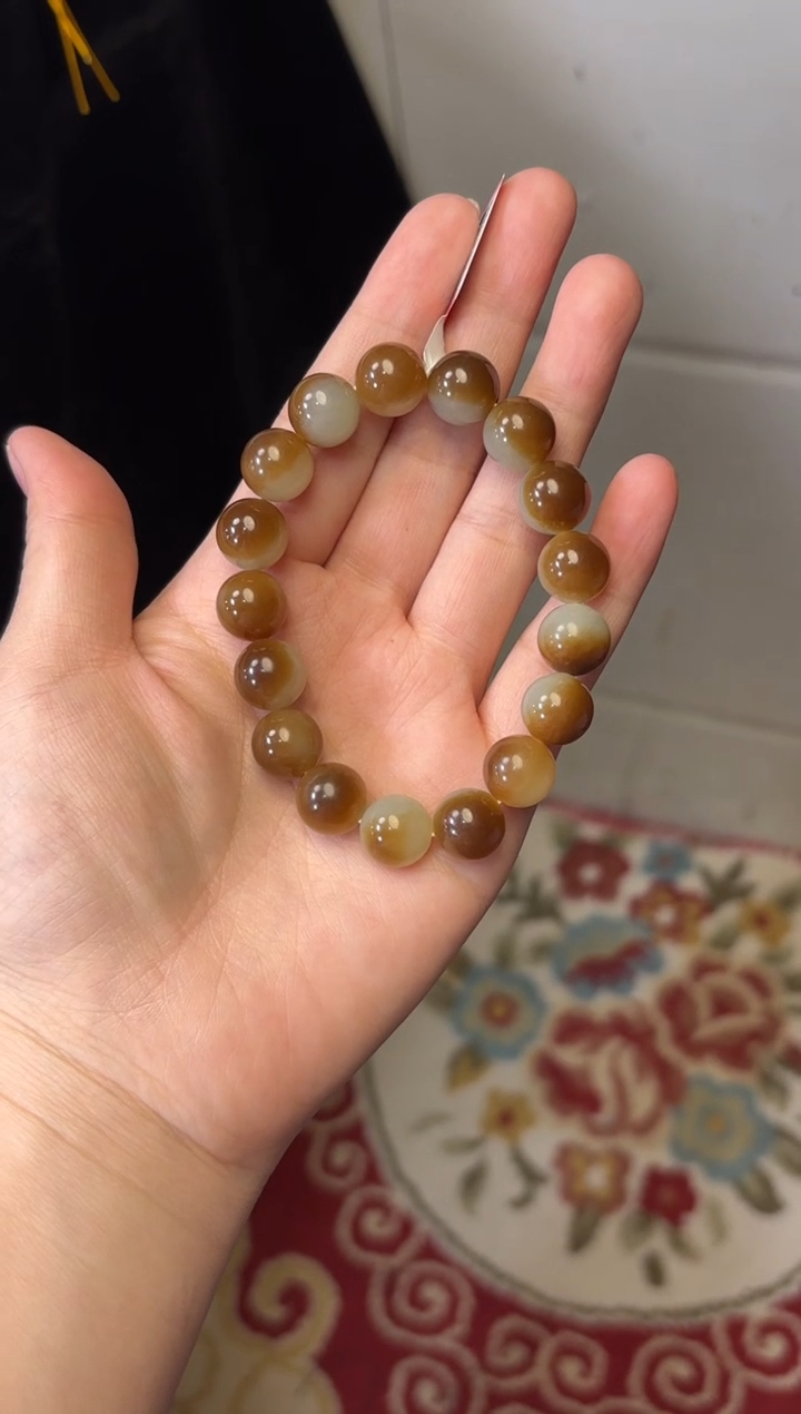 【闪购商品】和田玉手串未镶嵌且末金山微色差卡12，