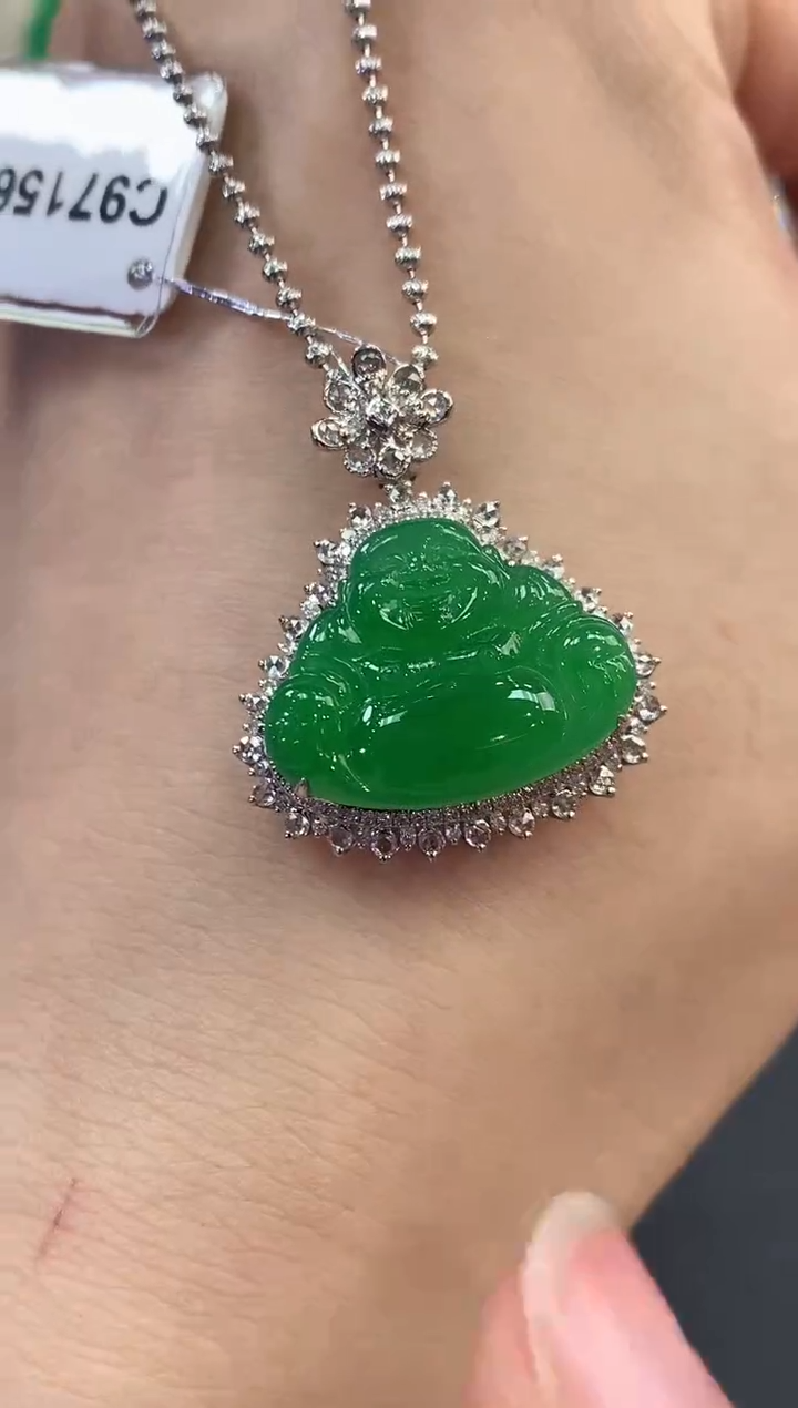 【闪购商品】翡翠吊坠(不含链)18K金镶嵌c114