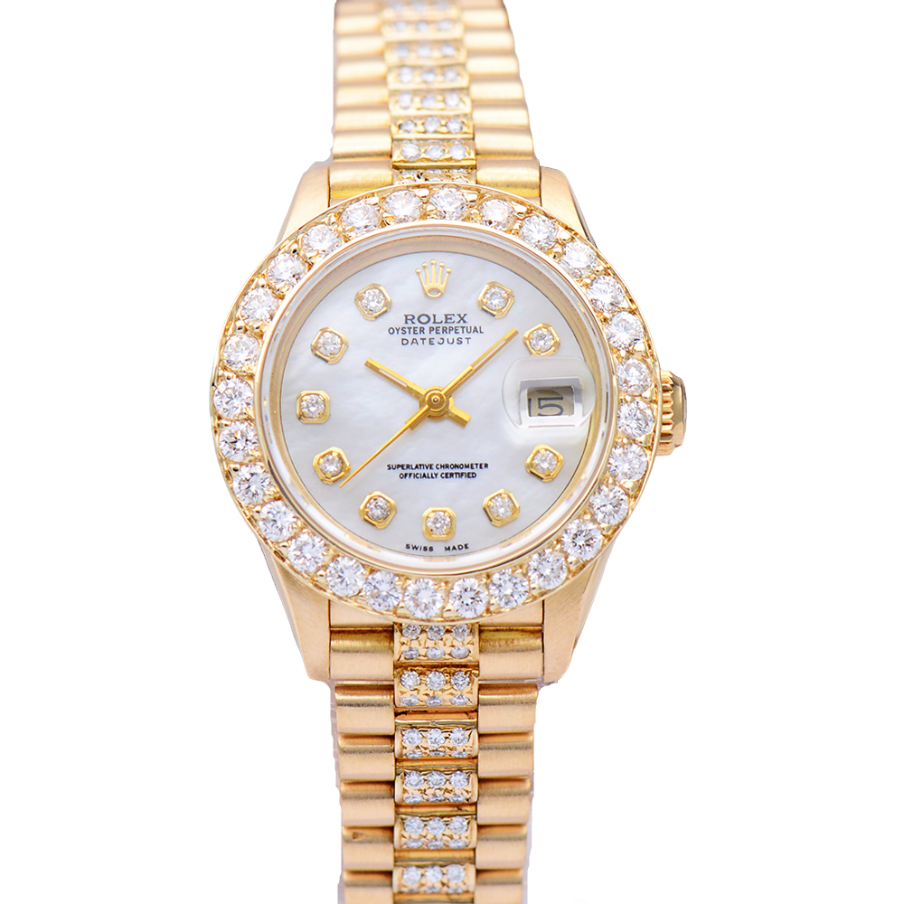 99新 Rolex/劳力士 日志型69178全黄金26mm后钻自动机械女表
