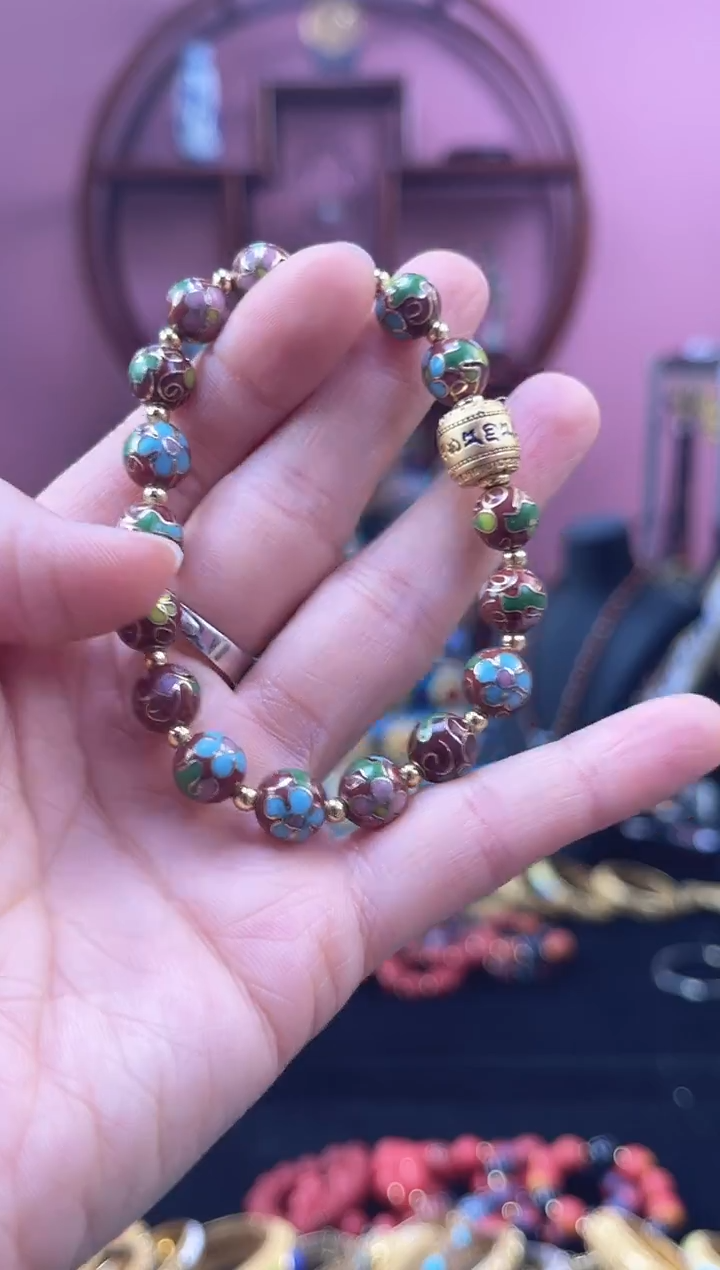 蓉*非遗技艺景泰蓝 手串  红色