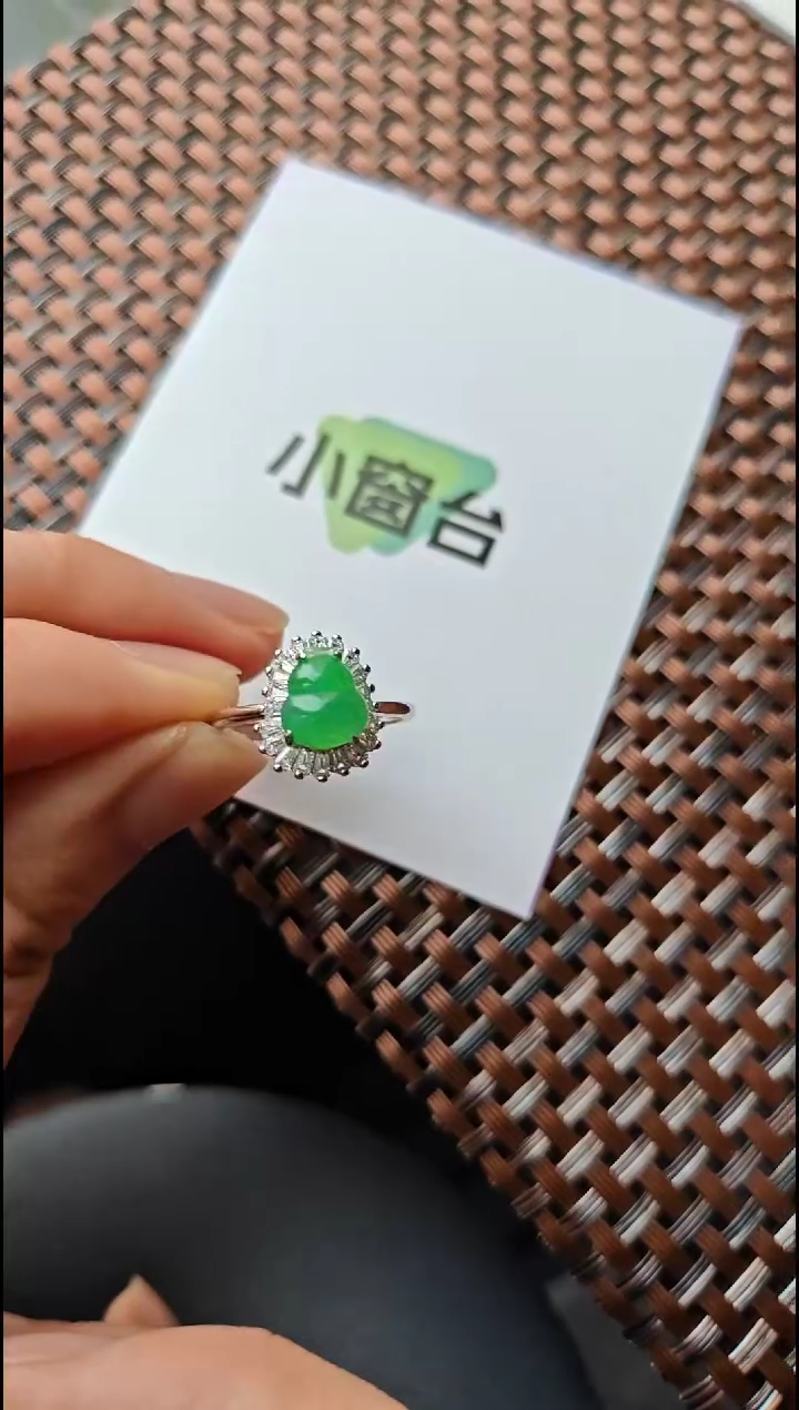 【闪购商品】翡翠戒指银S925镶嵌翡翠戒指S925银镶嵌