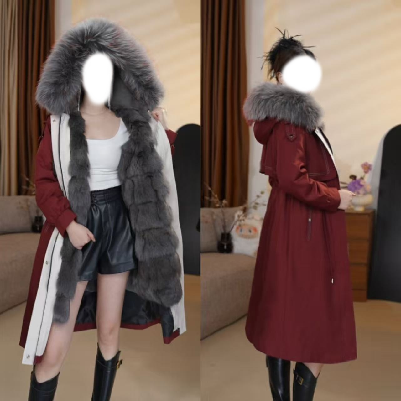 极寒款派克服长款连帽时尚大码女士冬季加绒收口袖中长款洋气