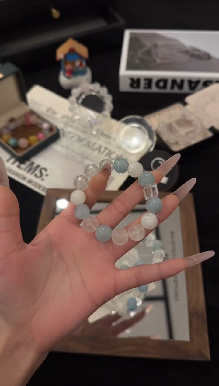 未镶嵌手链水晶海蓝宝x3637