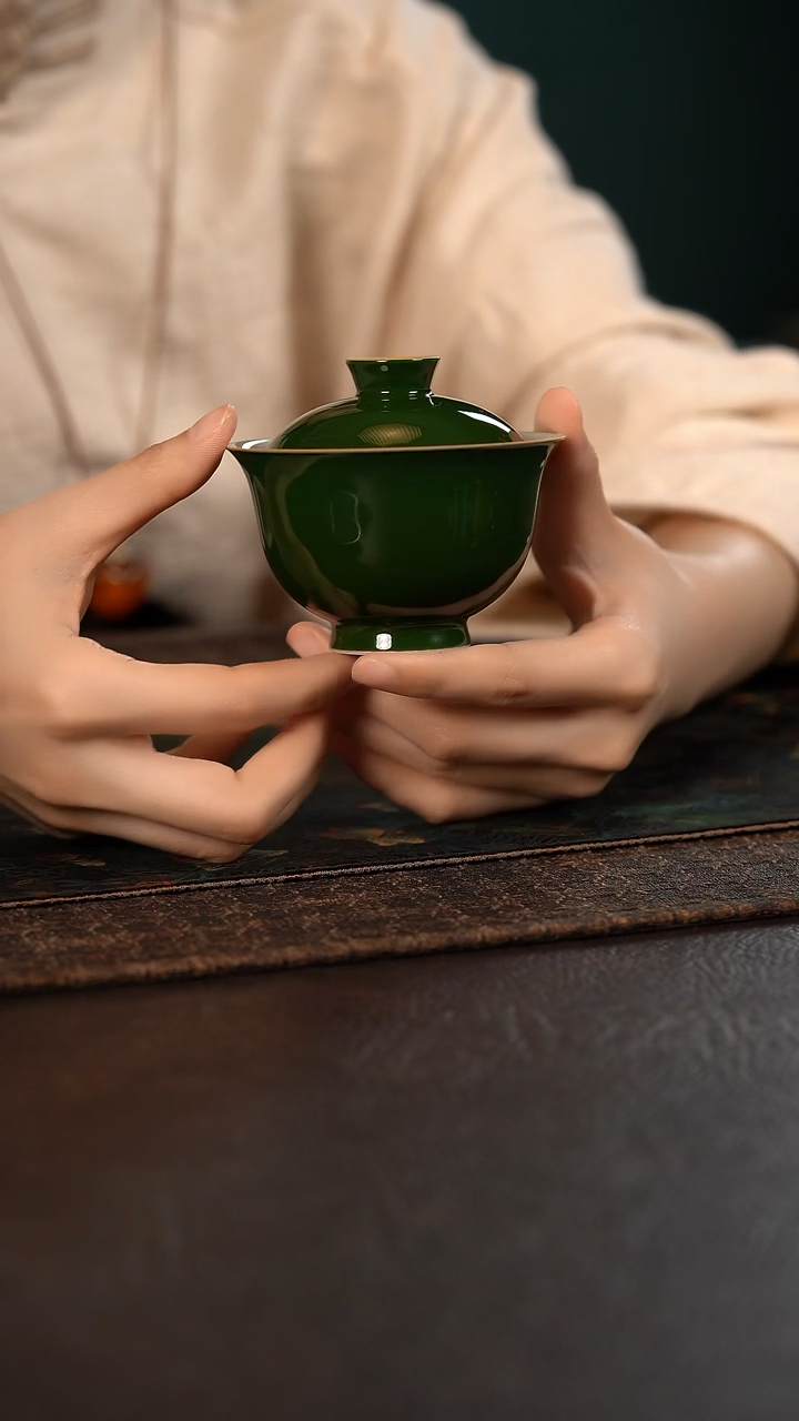 【闪购商品】杯聚澜堂祖母绿盖碗