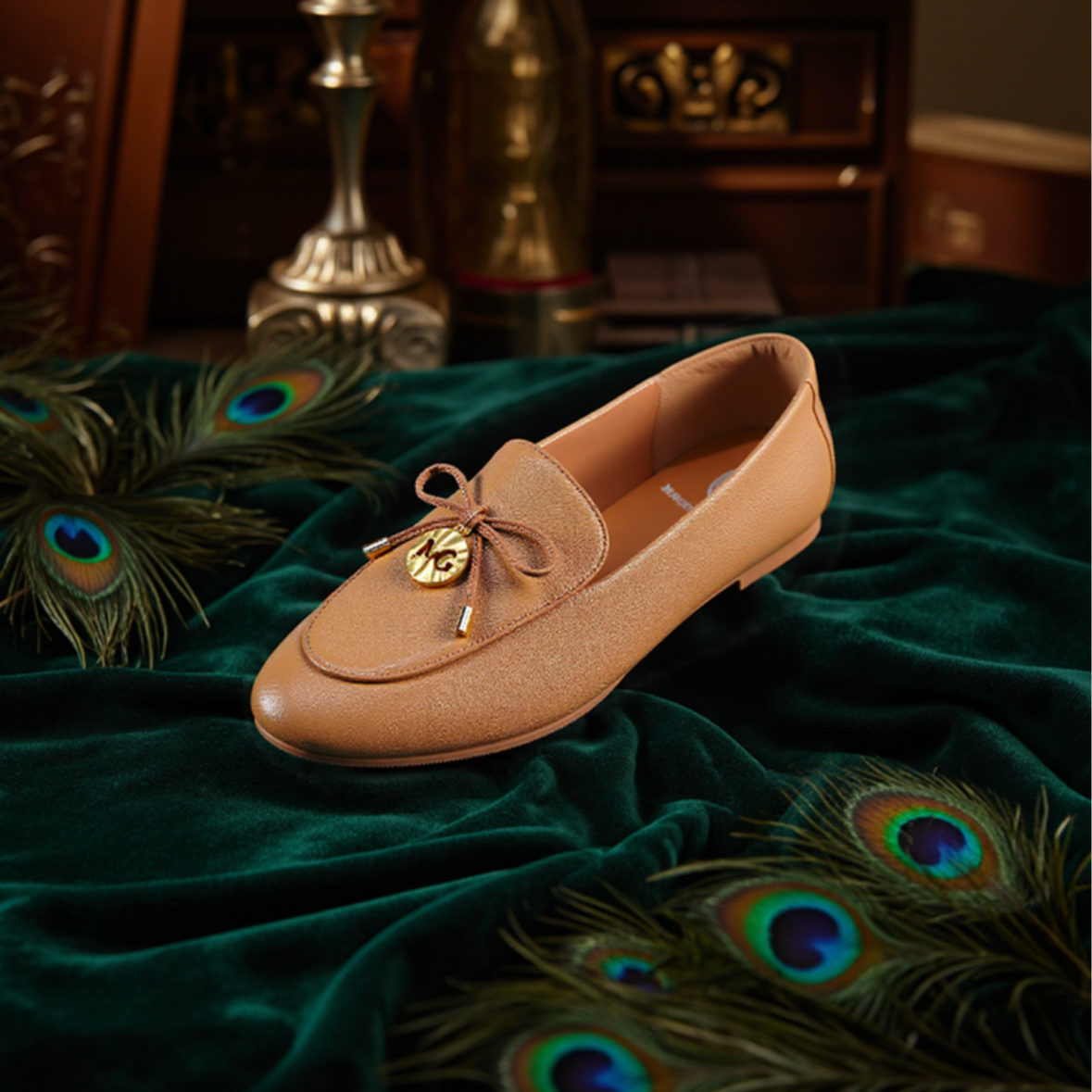 敏哥-Magic Garden黑色杏色牛皮大女王权杖乐福鞋MG242Q015-B