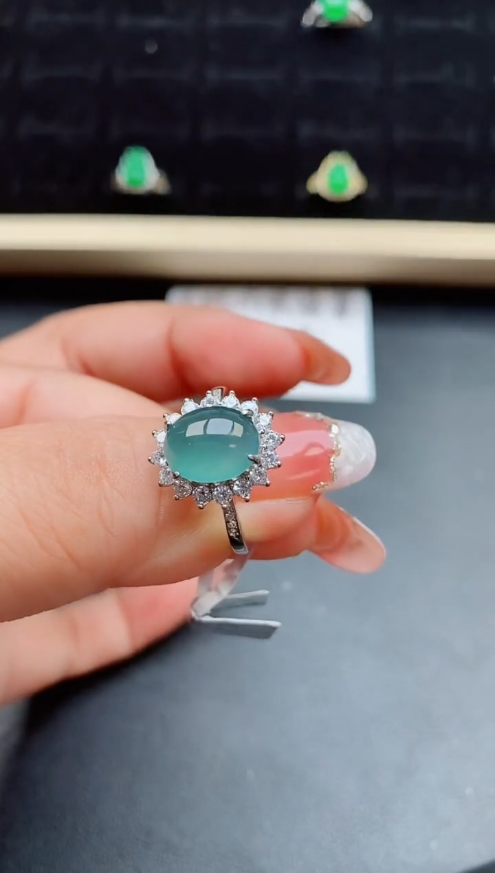 【闪购商品】翡翠戒指银S925镶嵌058000