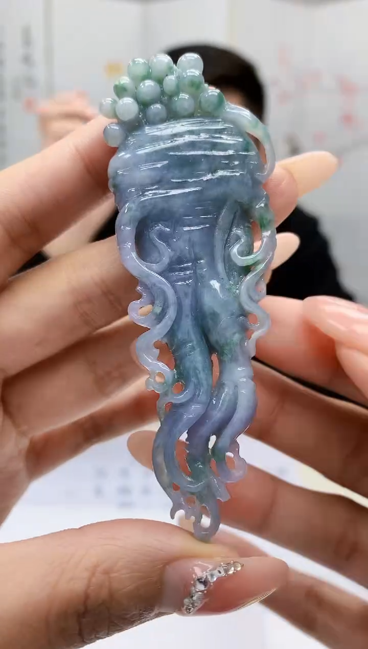 【闪购商品】定制翡翠未镶嵌5152MM-毛货挂件89