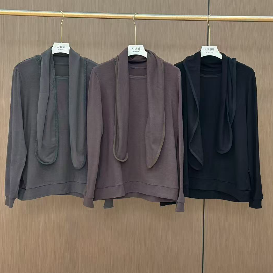 【香香优选】韩国女士秋冬围巾领长袖衫新款时尚洋气舒适柔软气质