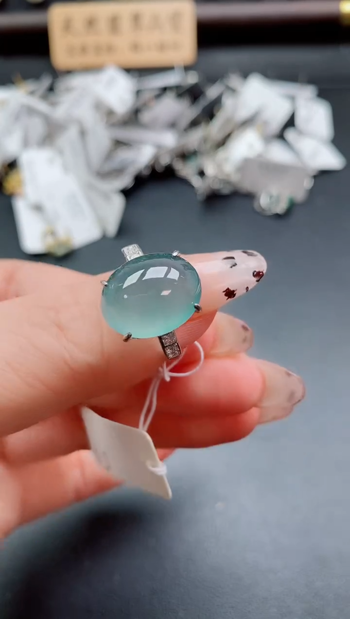 银S925镶嵌戒指翡翠1