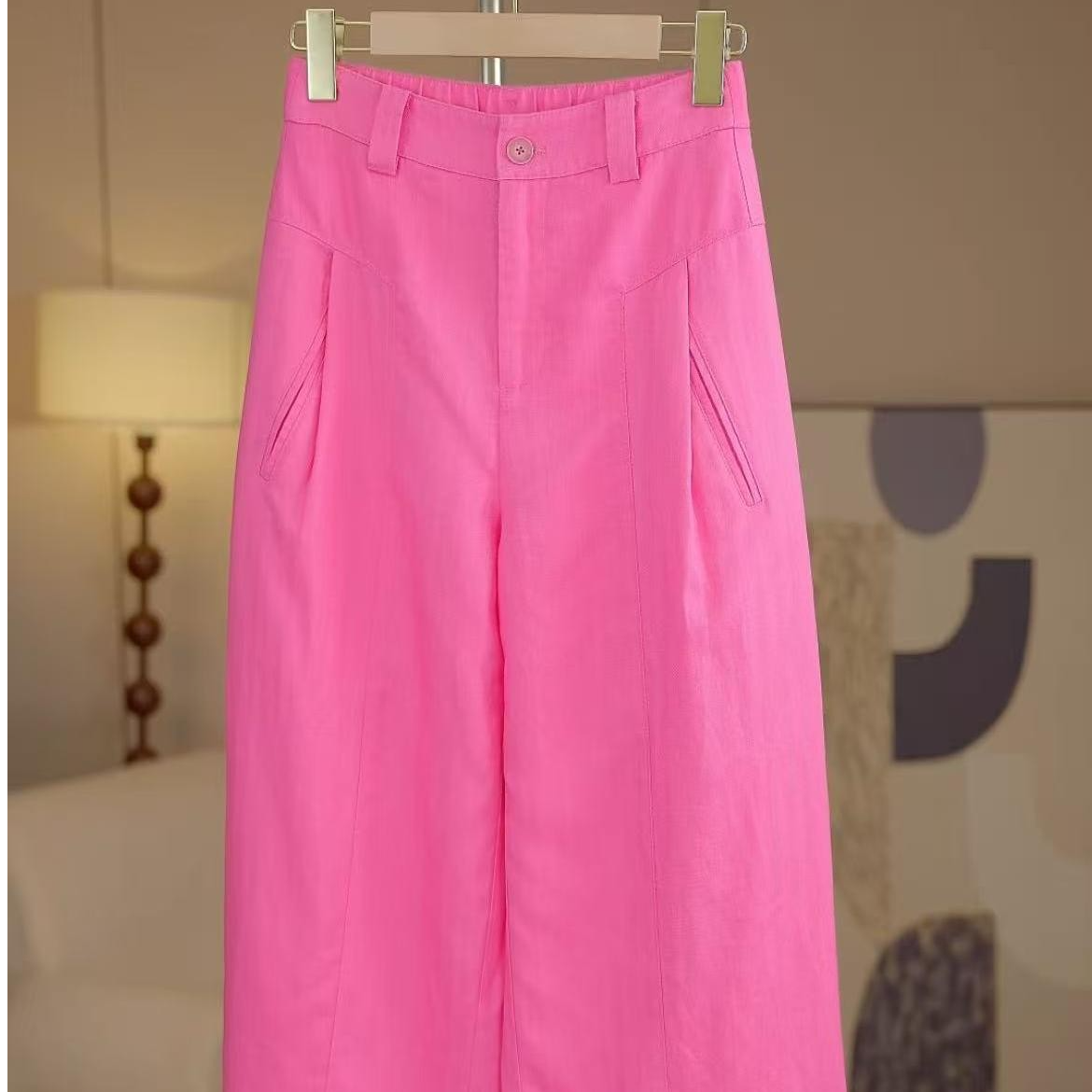 【繁花严选】入秋莱赛尔雨露麻九分直筒窄版阔腿百搭休闲裤