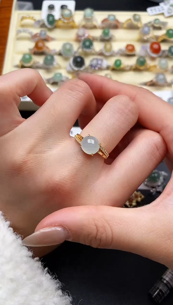 【闪购商品】翡翠戒指银S925镶嵌66666666+1