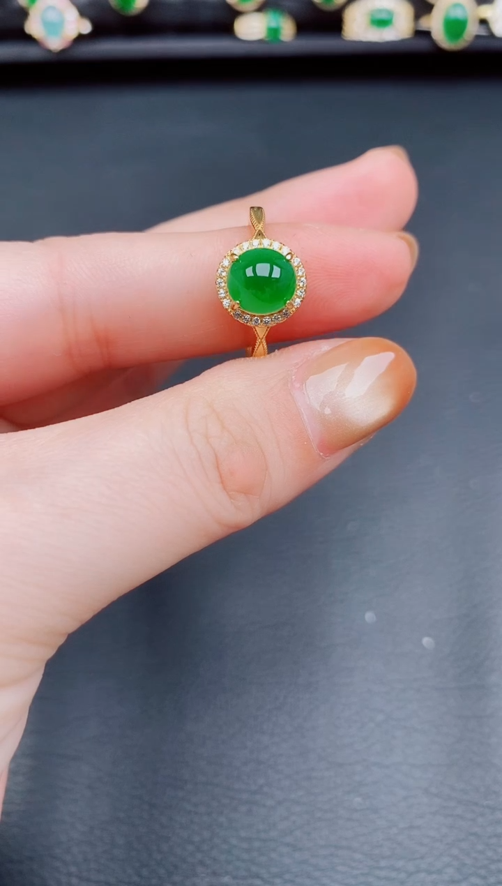 【闪购商品】翡翠戒指银S925镶嵌天然a货翡翠71