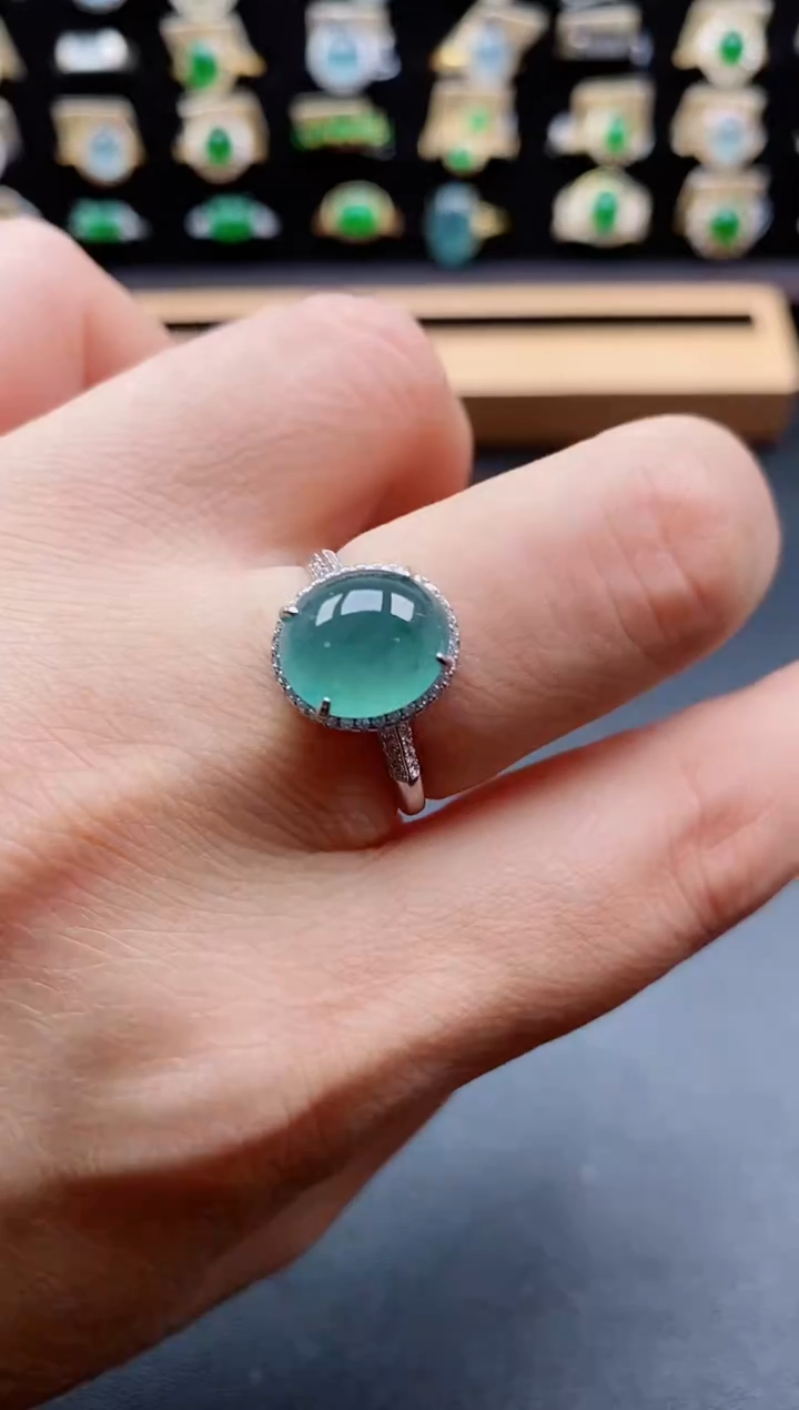 银S925镶嵌戒指翡翠1