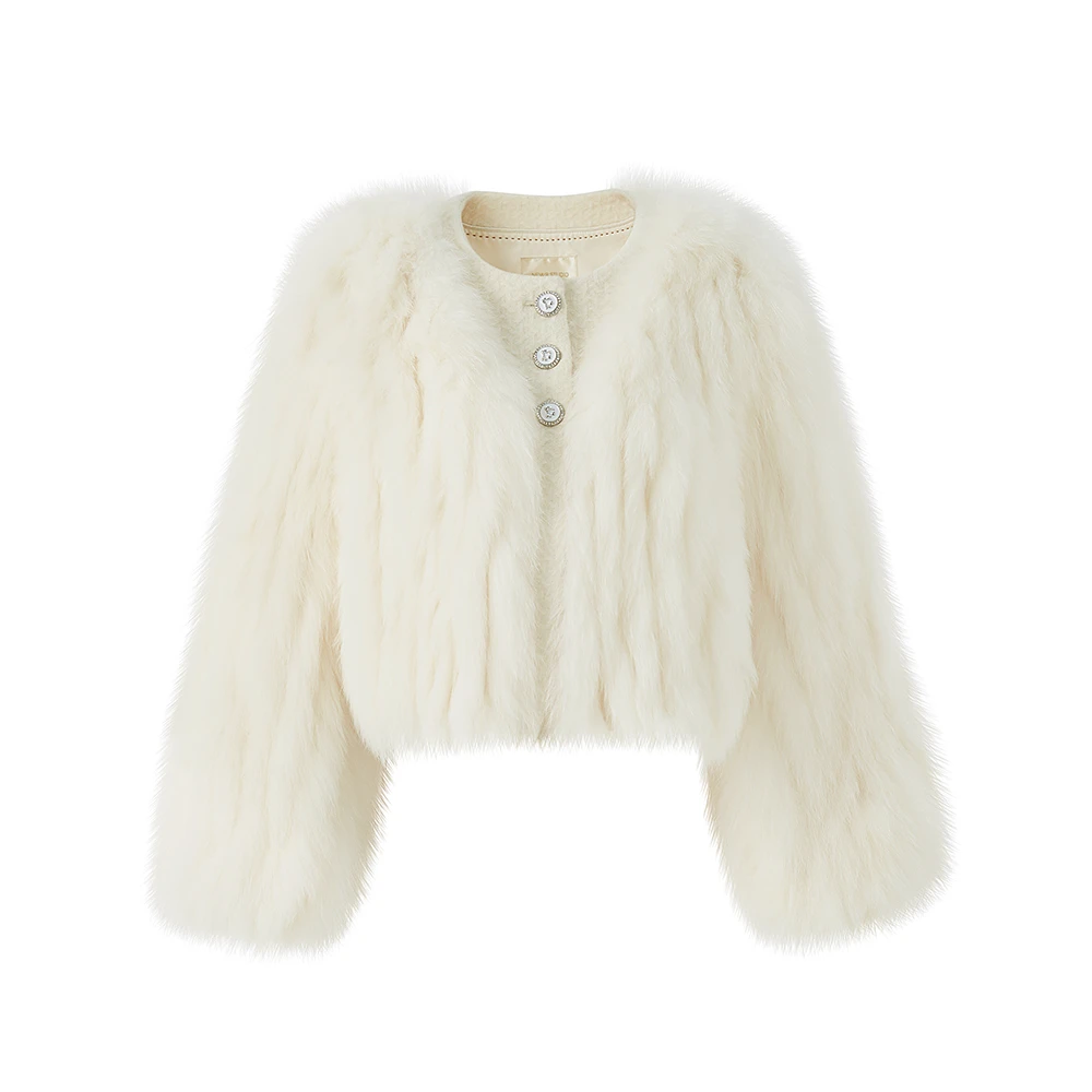 【金标】轻奢高档saga级奶白色狐狸毛草草外套DYQQ-22031153