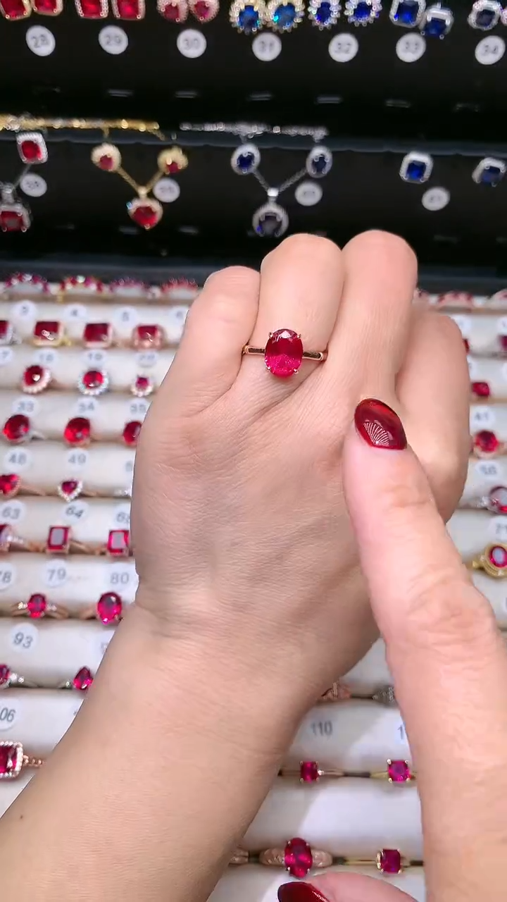 【闪购商品】红宝石戒指银S925镶嵌竹节810