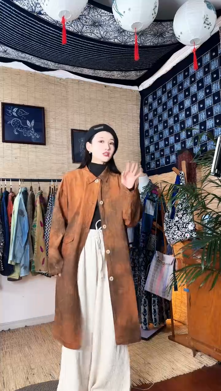 【闪购商品】设计师款柿染大衣