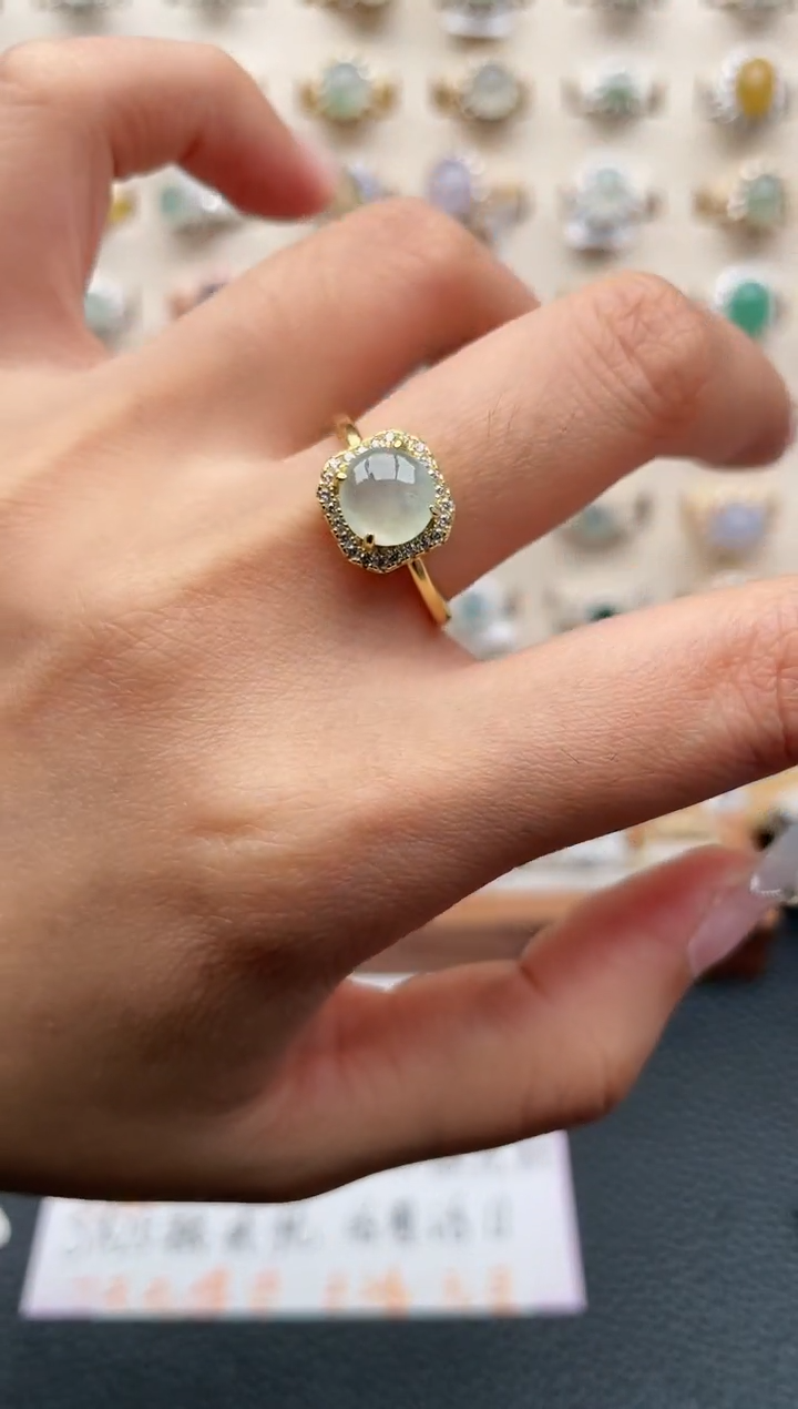 翡翠戒指银S925镶嵌1111