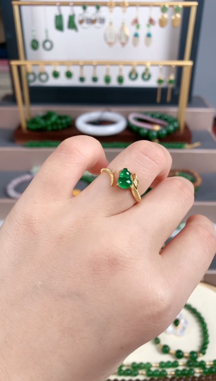 银S925镶嵌戒指翡翠1