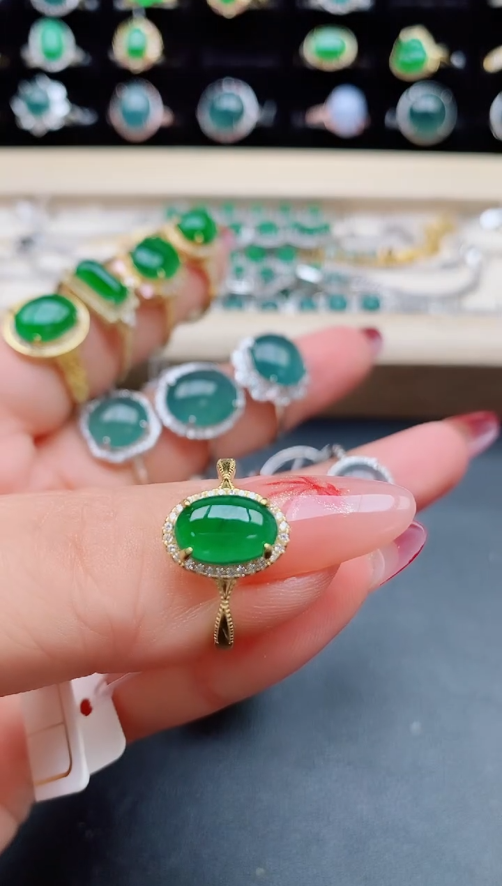 【闪购商品】翡翠戒指银S925镶嵌508005