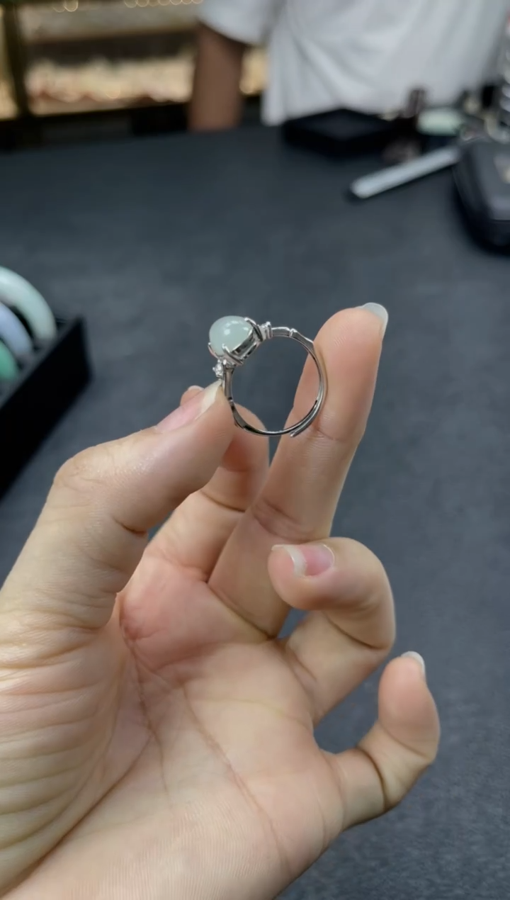 银S925镶嵌戒指翡翠戒指