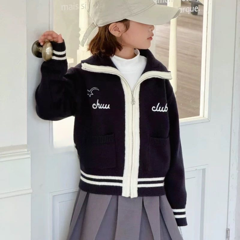 【2025秋季新款】韩版儿童时尚拉链毛衣V1376