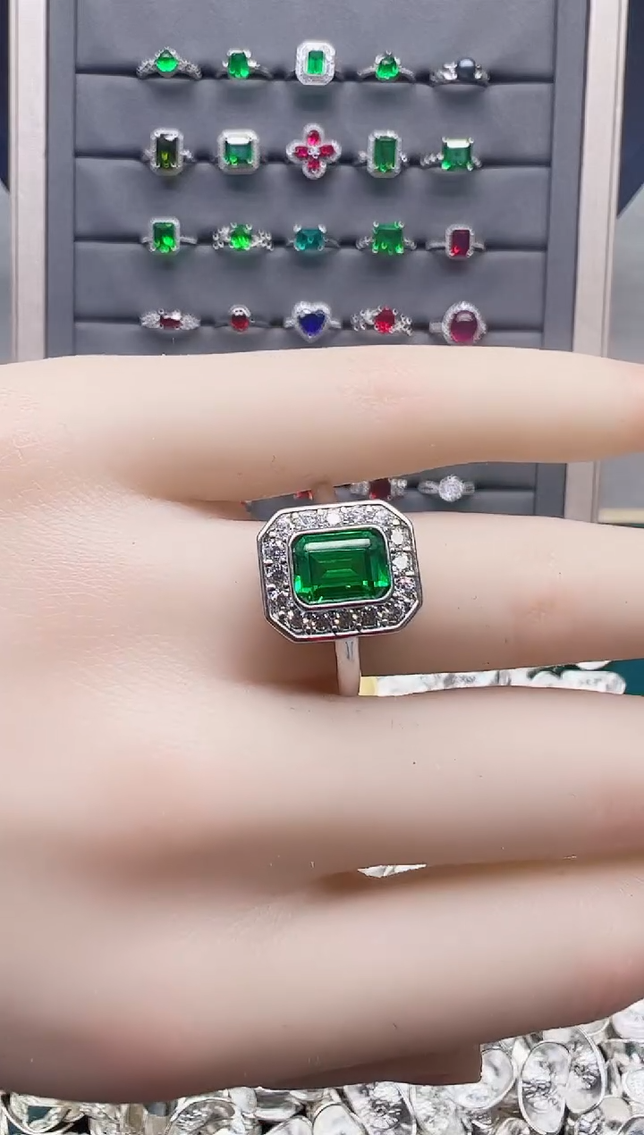 【闪购商品】祖母绿戒指银S925镶嵌来了