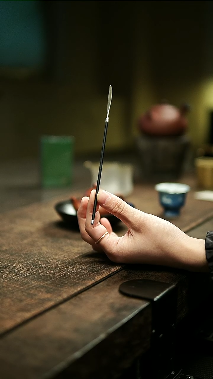 【闪购商品】清物堂纯银紫光檀绿松石茶拨