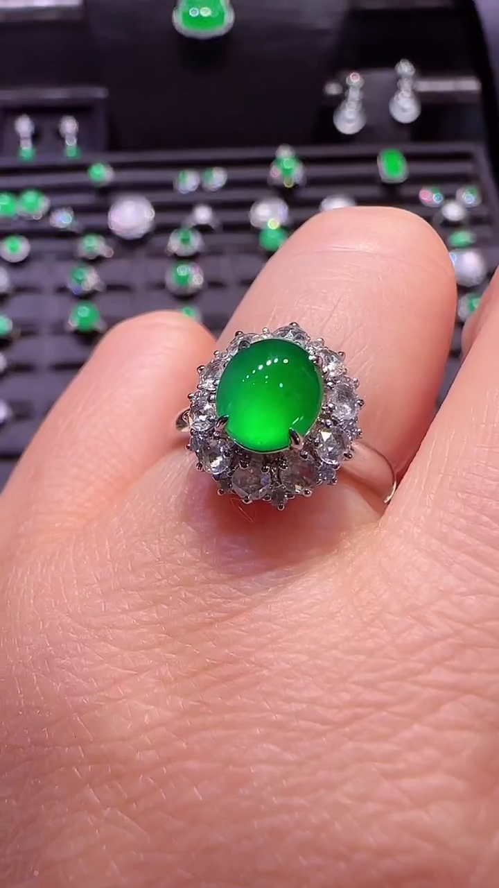 【闪购商品】翡翠戒指18K金镶嵌戒指