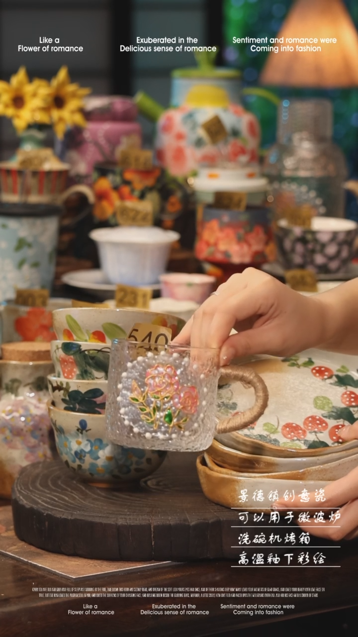 陶瓷景德镇高温釉下彩手工手绘款式