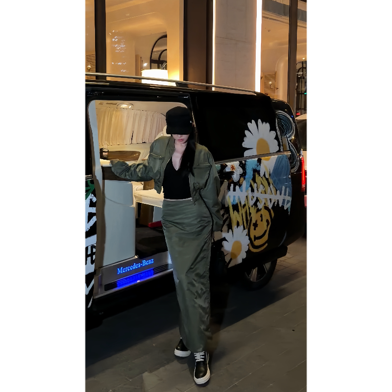  lele 冬季时尚简约百搭短外套+半裙棉服套装 240103TZ