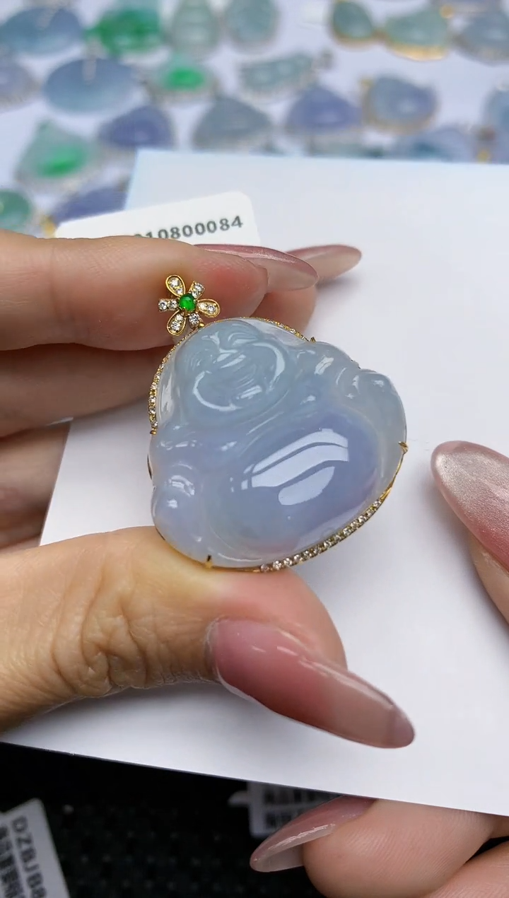 【闪购商品】翡翠颈饰18K金镶嵌天然翡翠A货