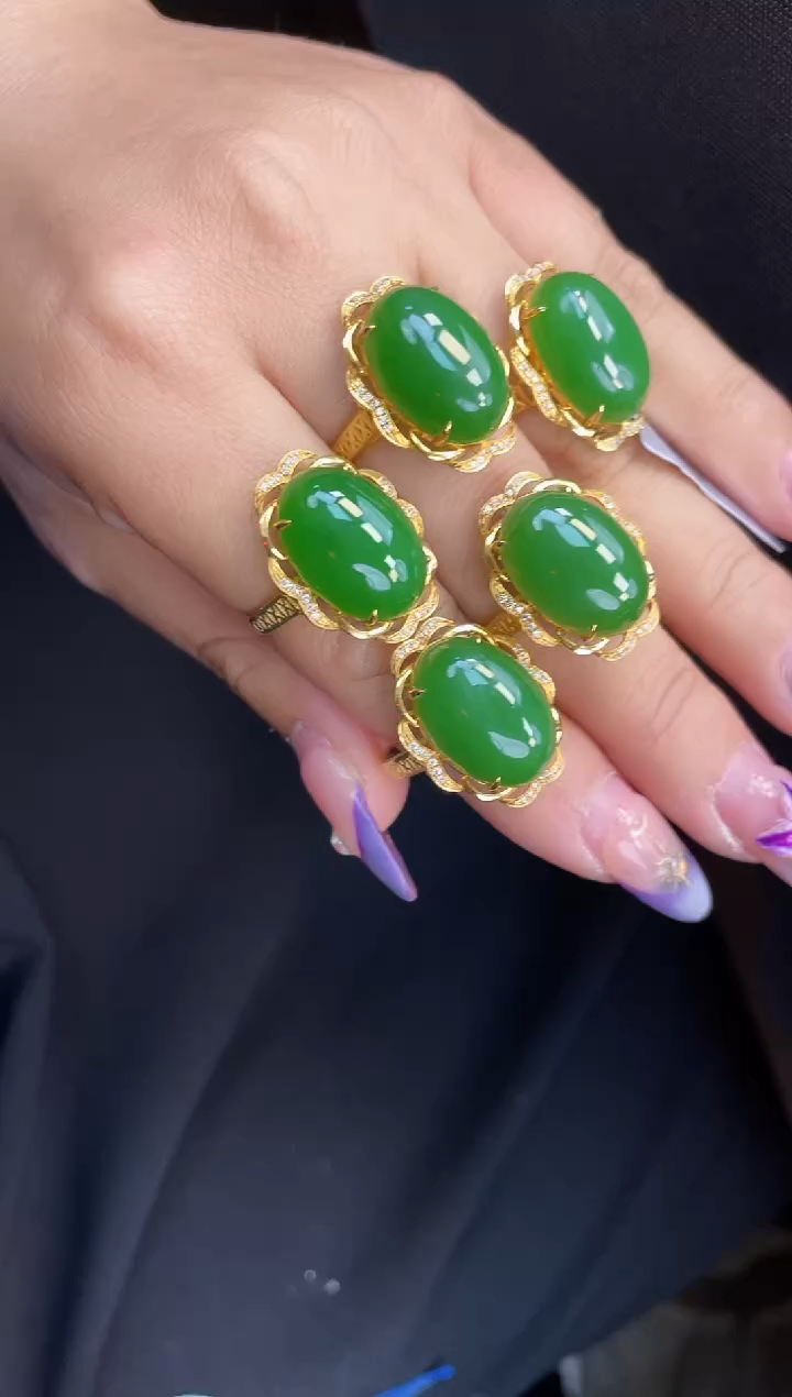 【闪购商品】和田玉戒指18K金镶嵌 多样性发一