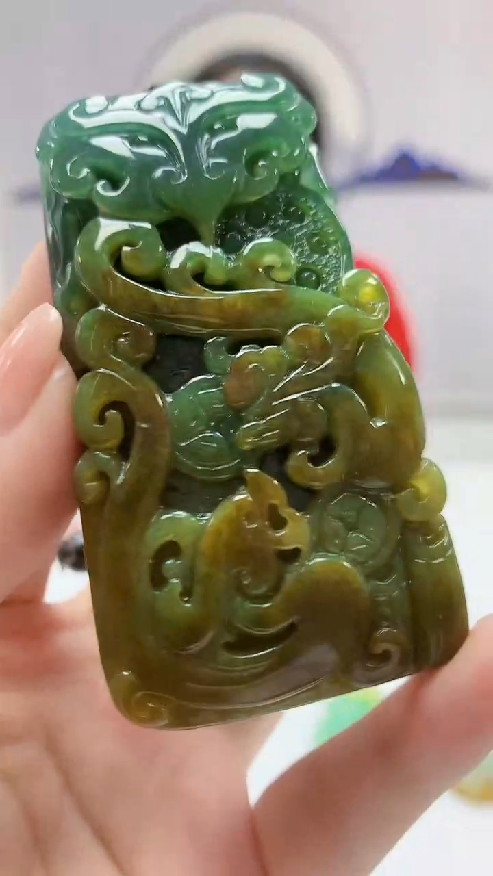 【闪购商品】定制翡翠未镶嵌4902ms-毛货126龙牌