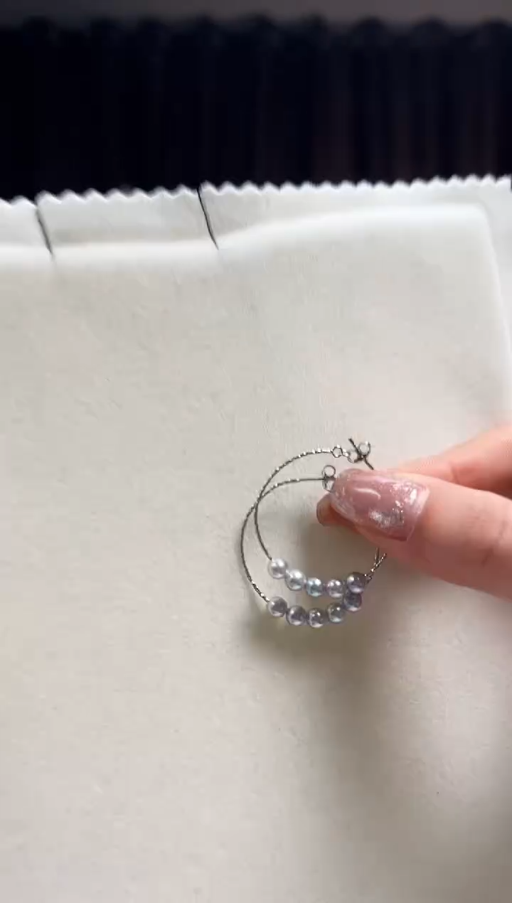 银S925镶嵌海水珍珠DA耳圈 xp200 4-5