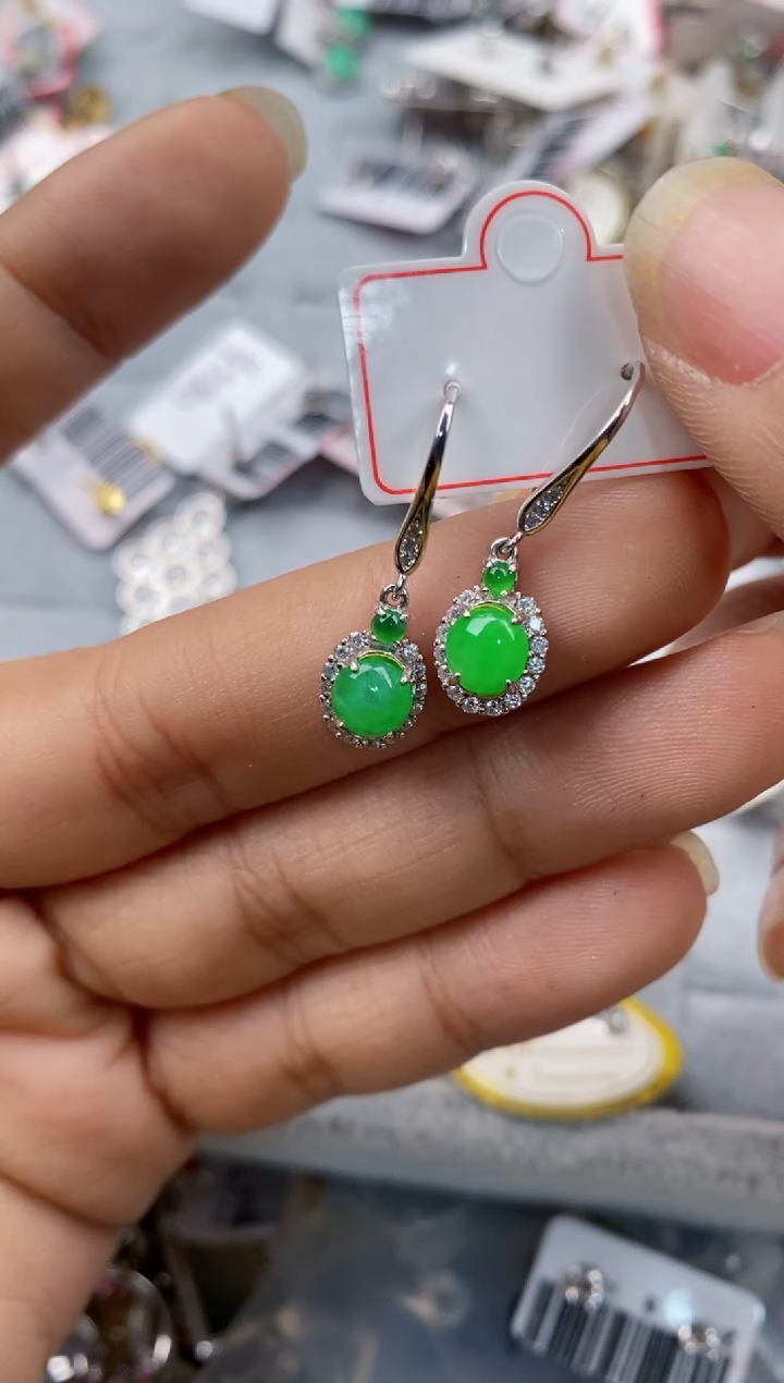 银S925镶嵌戒指翡翠555--4