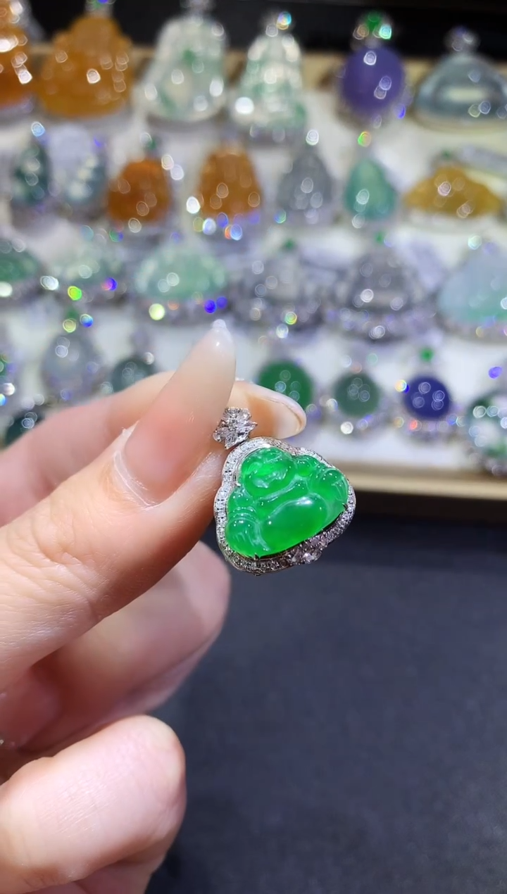 【闪购商品】翡翠吊坠(不含链)18K金镶嵌14-佛公（多样性发货一件